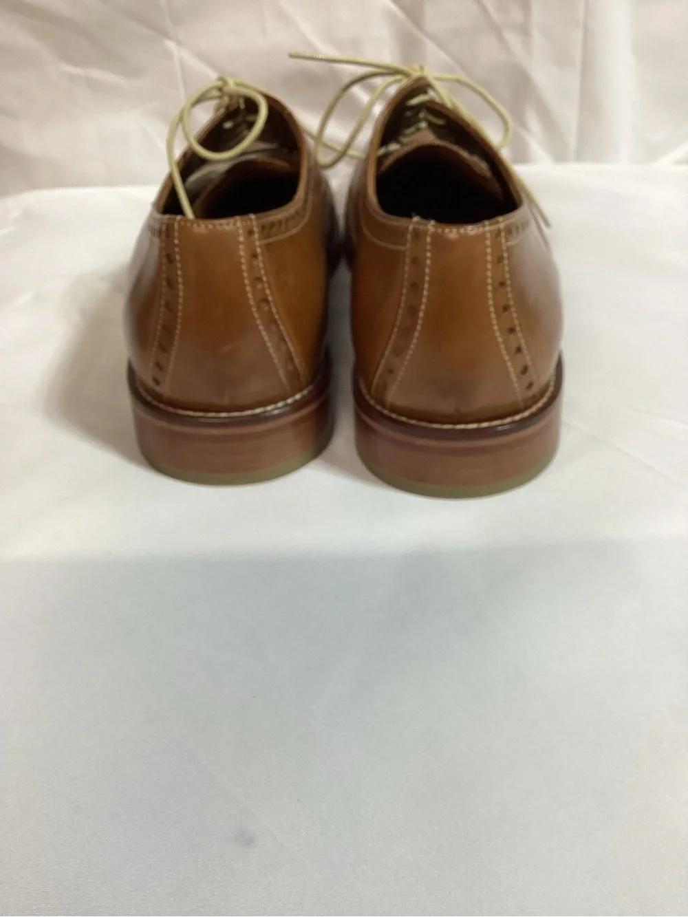 Johnston & Murphy Brown Leather and Beige Canvas Wingtip Oxfords